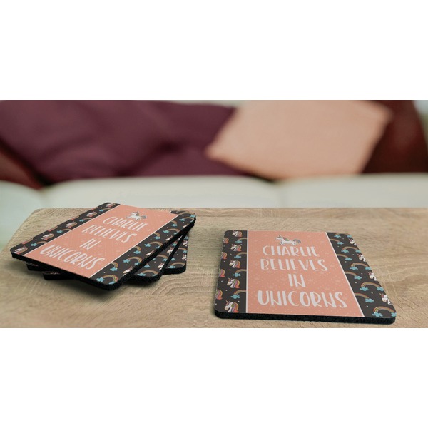Unicorns Coaster Rubber Back - On Coffee Table