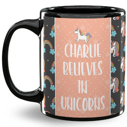 Unicorns 11 Oz Coffee Mug - Black (Personalized)