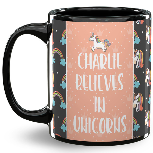 Custom Unicorns 11 Oz Coffee Mug - Black (Personalized)