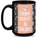Unicorns 15 Oz Coffee Mug - Black (Personalized)