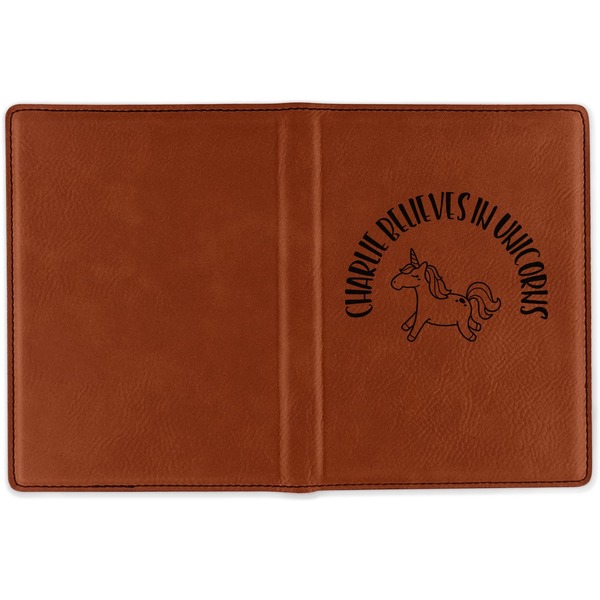Unicorns Cognac Leather Passport Holder Outside Single Sided - Apvl