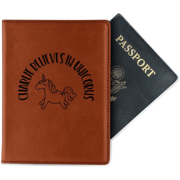 Custom Unicorns Passport Holder - Faux Leather - Double Sided (Personalized)