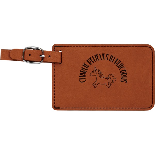 Custom Unicorns Leatherette Luggage Tag (Personalized)