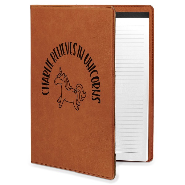 Custom Unicorns Leatherette Portfolio with Notepad - Large - Single Sided (Personalized)