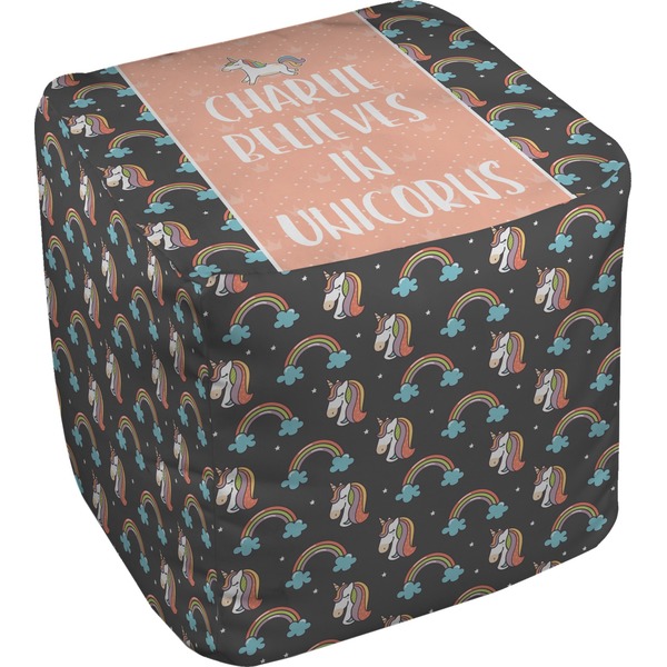 Custom Unicorns Cube Pouf Ottoman (Personalized)