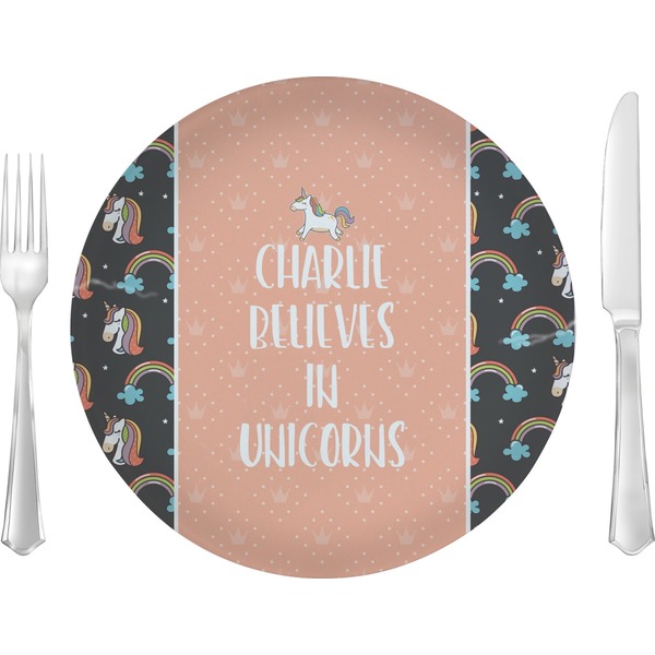 Custom Unicorns 10" Glass Lunch / Dinner Plates - Single or Set (Personalized)