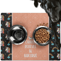 Unicorns Dog Food Mat - Large w/ Name or Text