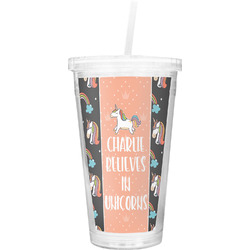 Unicorns Double Wall Tumbler with Straw (Personalized)