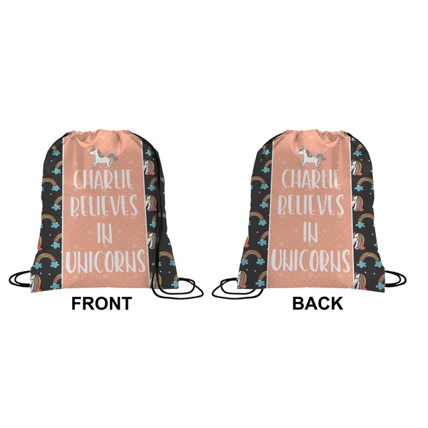 Unicorns Drawstring Backpack Front & Back Medium