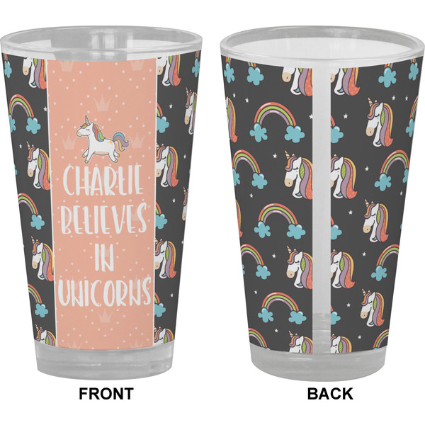 Unicorns Pint Glass - Full Color - Front & Back Views