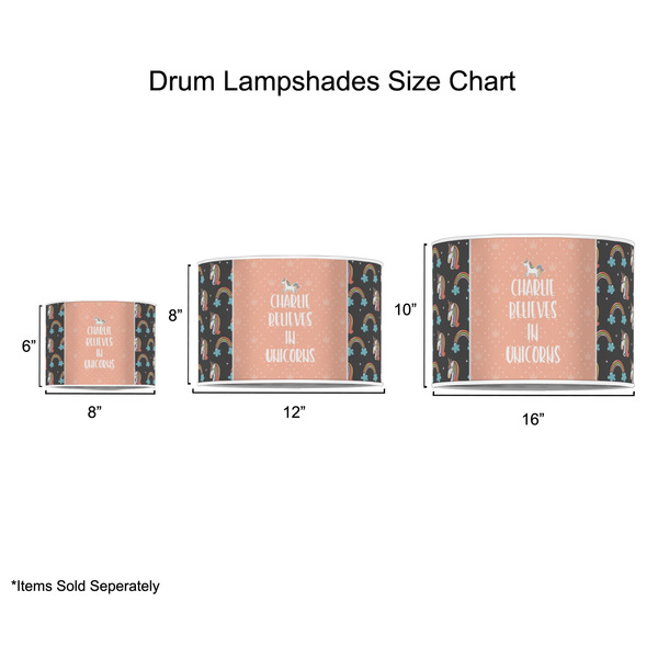 Unicorns Drum Lampshades - Sizing Chart