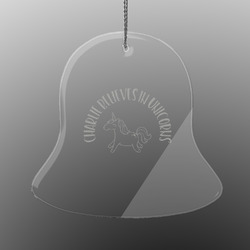 Unicorns Engraved Glass Ornament - Bell (Personalized)