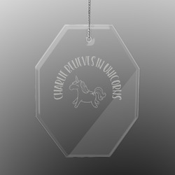 Unicorns Engraved Glass Ornament - Octagon (Personalized)