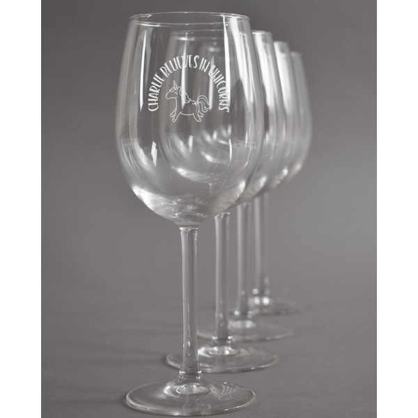 Custom Unicorns Wine Glasses (Set of 4) (Personalized)