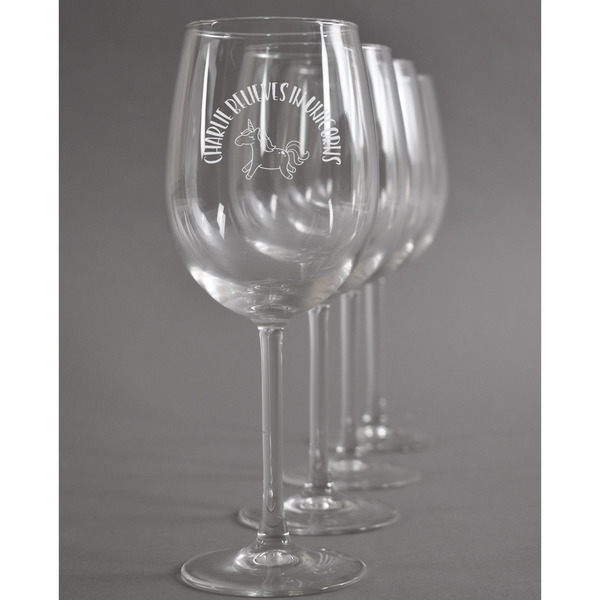 Custom Unicorns Wine Glasses (Set of 4) (Personalized)