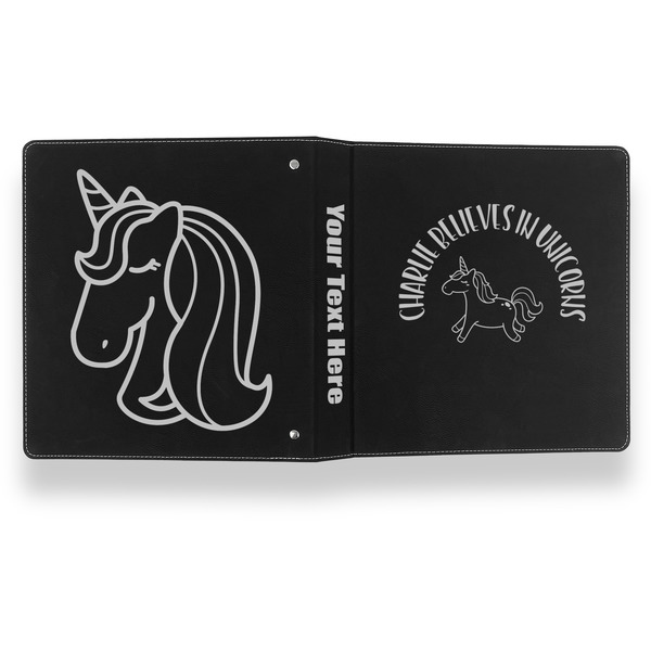 Unicorns Leather Binder - 1" - Black- Back Spine Front View