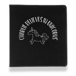 Unicorns Leather Binder - 1" - Black (Personalized)