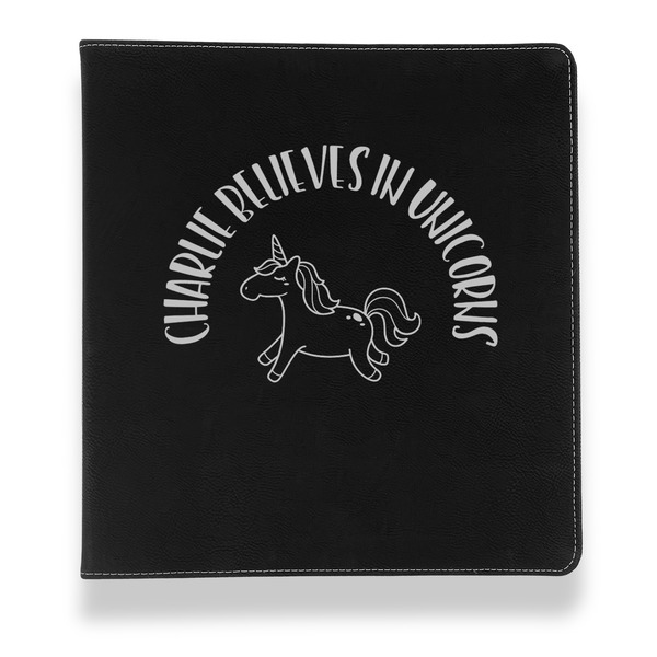Custom Unicorns Leather Binder - 1" - Black (Personalized)