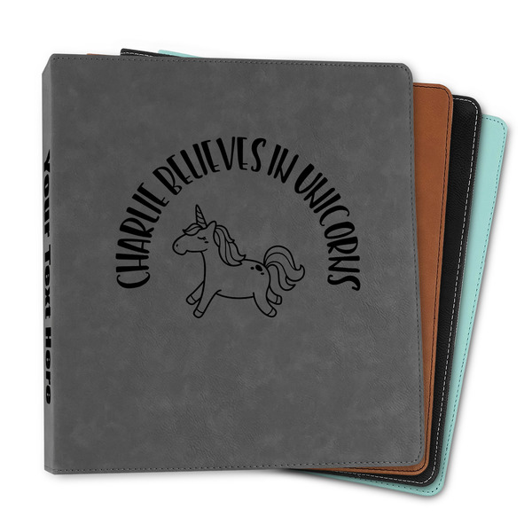 Custom Unicorns Leather Binder - 1" (Personalized)