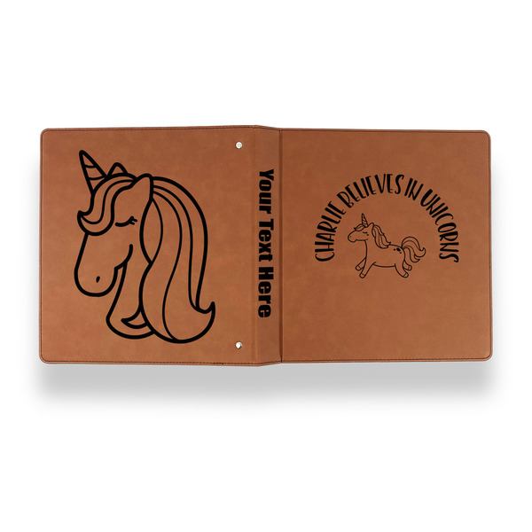 Unicorns Leather Binder - 1" - Rawhide - Back Spine Front View