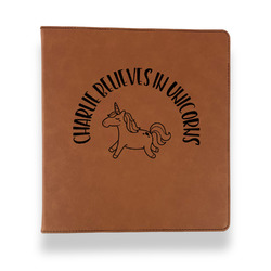 Unicorns Leather Binder - 1" - Rawhide (Personalized)