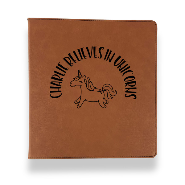 Custom Unicorns Leather Binder - 1" - Rawhide (Personalized)