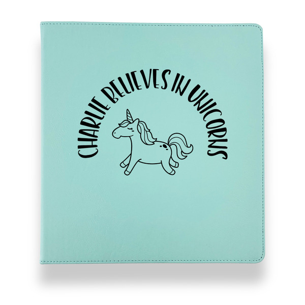 Unicorns Leather Binders - 1" - Teal - Front View