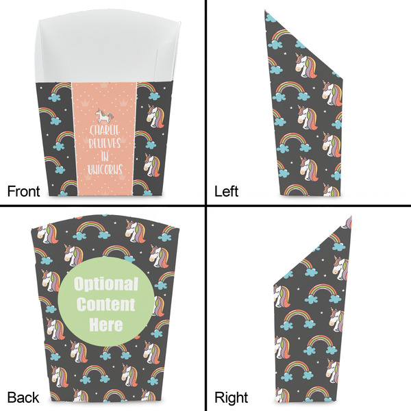 Unicorns French Fry Favor Box - Front & Back View