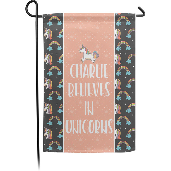 Custom Unicorns Small Garden Flag - Single Sided w/ Name or Text