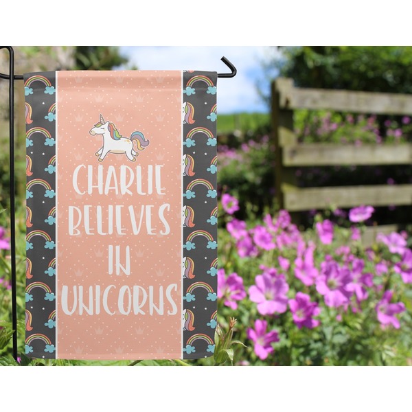Unicorns Garden Flag - Outside In Flowers