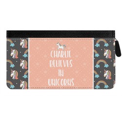 Unicorns Genuine Leather Ladies Zippered Wallet (Personalized)