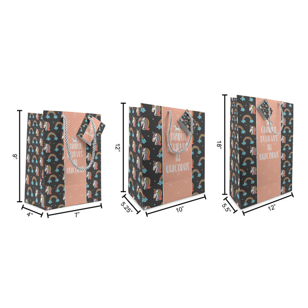 Unicorns Gift Bags - All Sizes - Dimensions