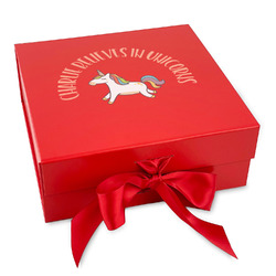 Unicorns Gift Box with Magnetic Lid - Red (Personalized)