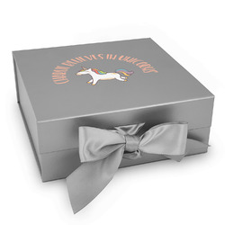 Unicorns Gift Box with Magnetic Lid - Silver (Personalized)