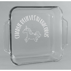 Unicorns Glass Cake Dish - 8in x 8in (Personalized)