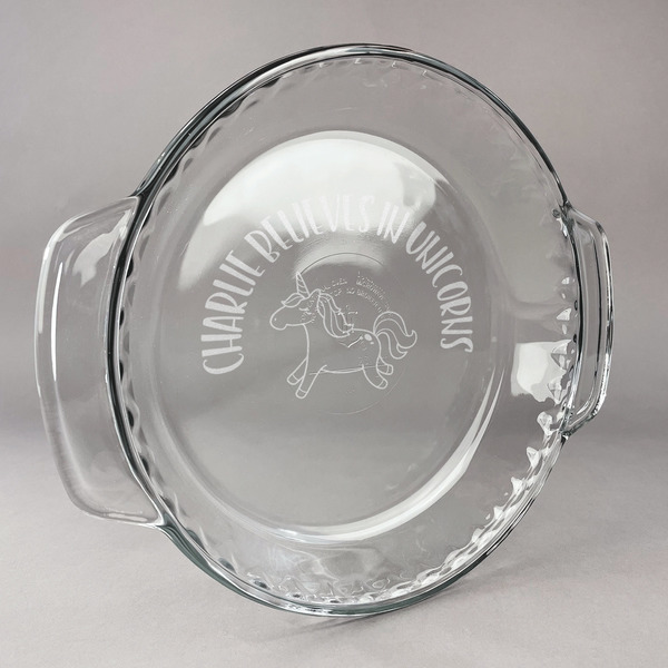 Custom Unicorns Glass Pie Dish - 9.5in Round (Personalized)