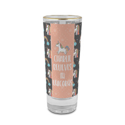 Unicorns 2 oz Shot Glass - Glass with Gold Rim (Personalized)