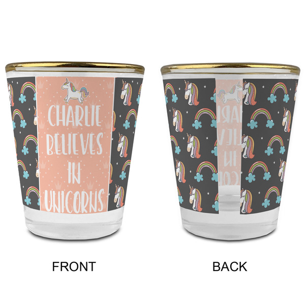 Unicorns Glass Shot Glass - with gold rim - APPROVAL