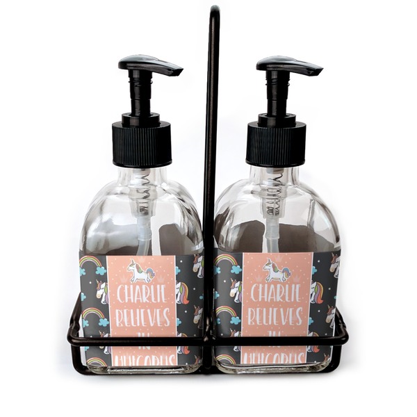Custom Unicorns Glass Soap & Lotion Bottle Set (Personalized)