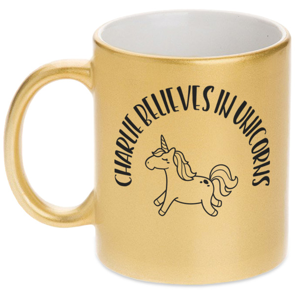 Custom Unicorns Metallic Gold Mug (Personalized)