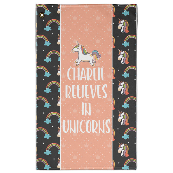 Custom Unicorns Golf Towel - Poly-Cotton Blend - Large w/ Name or Text