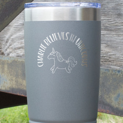 Unicorns 20 oz Stainless Steel Tumbler - Grey - Single Sided (Personalized)