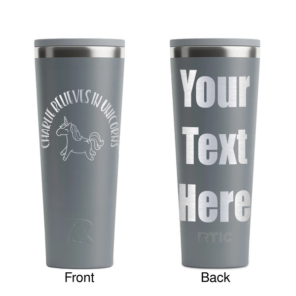Unicorns Grey RTIC Everyday Tumbler - 28 oz. - Front and Back