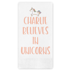 Unicorns Guest Napkins - Full Color - Embossed Edge (Personalized)