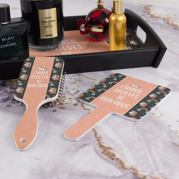 Unicorns Hair Brush and Hand Mirror - Bathroom Scene