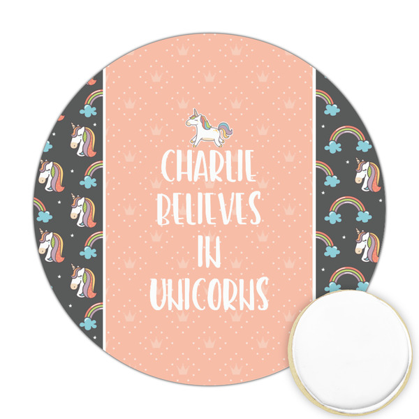 Custom Unicorns Printed Cookie Topper - Round (Personalized)