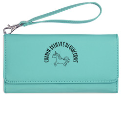 Unicorns Ladies Leatherette Wallet - Laser Engraved- Teal (Personalized)