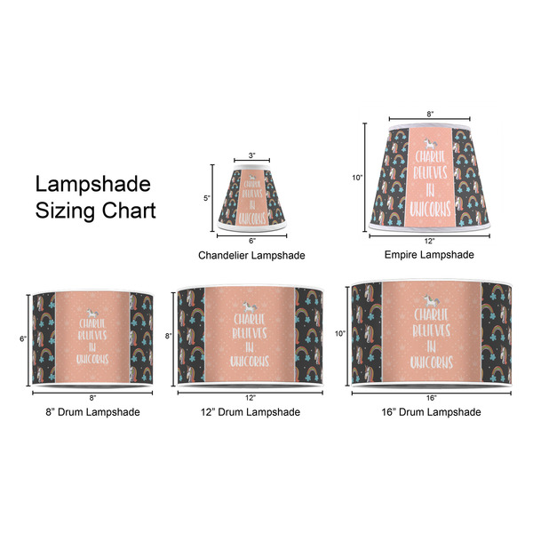 Unicorns Lampshade Sizing Chart
