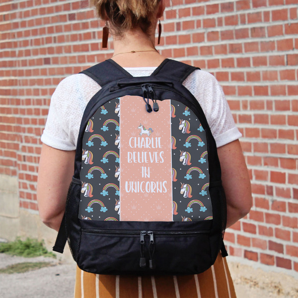 Unicorns Large Backpack - Black - On Back