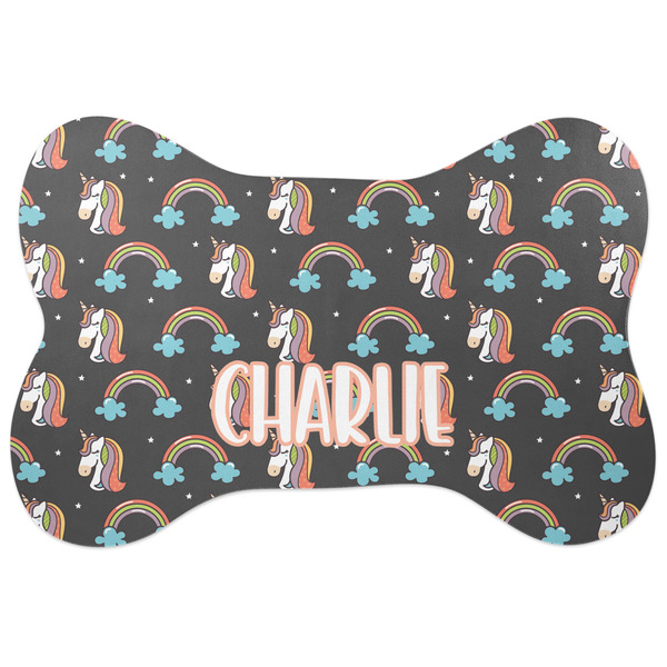 Custom Unicorns Bone Shaped Dog Food Mat (Large) (Personalized)